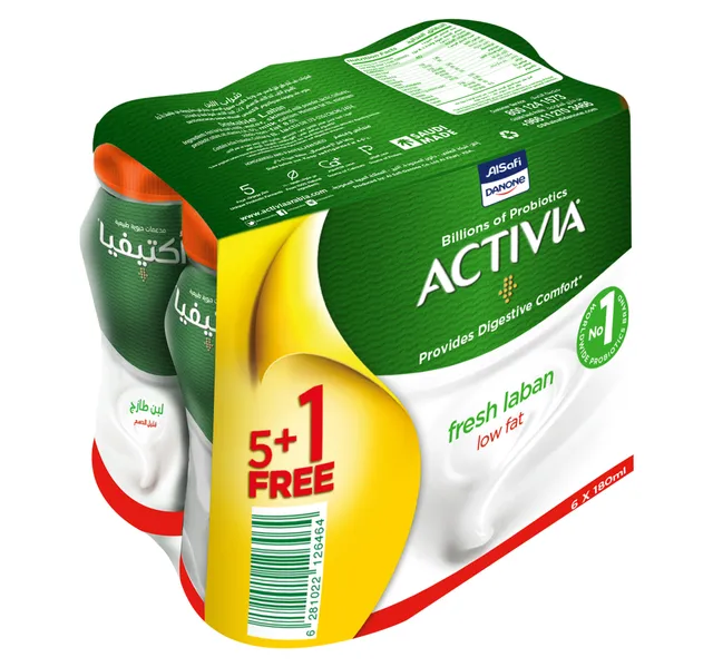 Activia Low Fat Fresh Laban 6 X 180 Ml