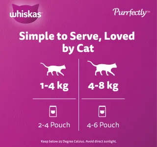 Whiskas Purrfectly Chicken Entree in Gravy Cat Food For Adult Cat 1+ Years 12 x 85 g