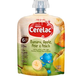 Nestle Cerelac Banana Apple Pear Peach Fruit Puree From 6 Months 90 G