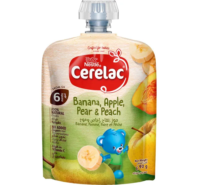 Nestle Cerelac Banana Apple Pear Peach Fruit Puree From 6 Months 90 G