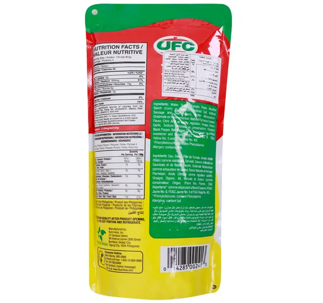 Ufc Sweet Filipino Style Spaghetti Sauce With Parmesan Cheese 250 G
