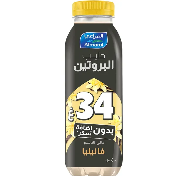 المراعي حليب بروتين بالفانيليا بدون سكر مضاف 400 مل