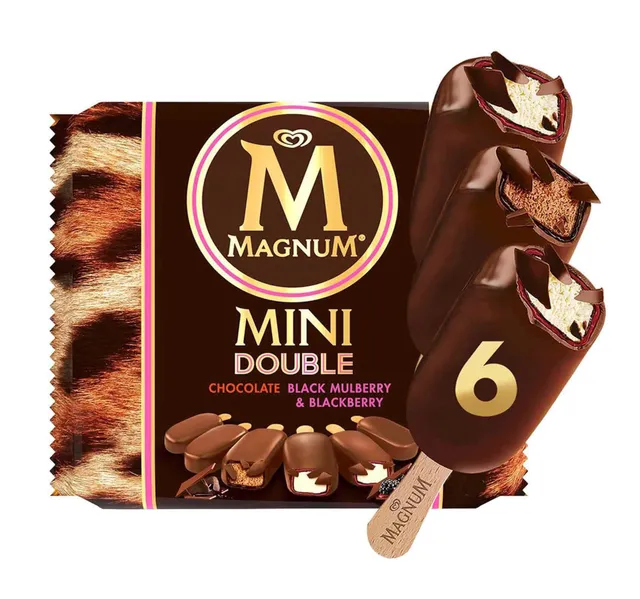 Magnum Mini Double Chocolate Black Mulberry Black Berry Ice Cream Sticks 6 Pcs 345 Ml