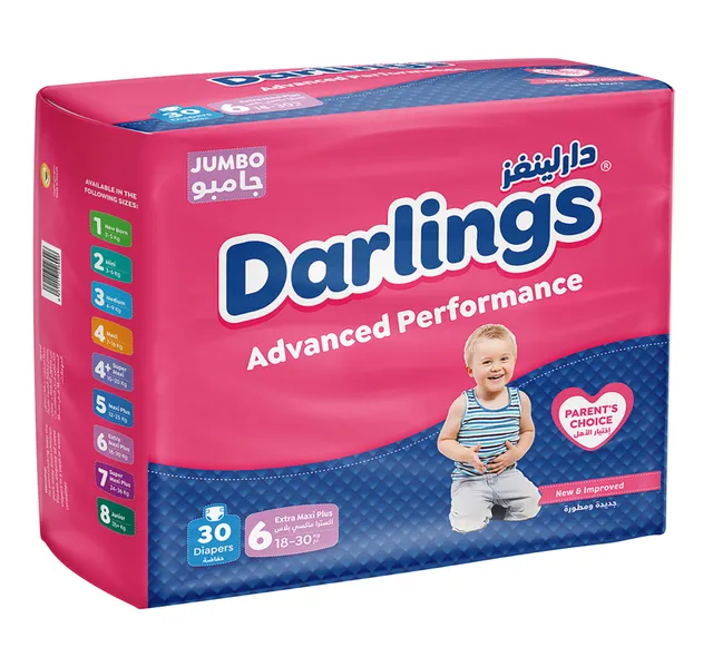 Darlings Advanced Performance Diapers Size 6 Extra Maxi Plus 18-30kg 30 pcs
