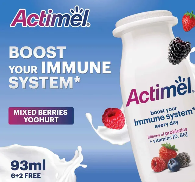 Actimel Mixed Berries Yogurt Drink 8 x 93 ml