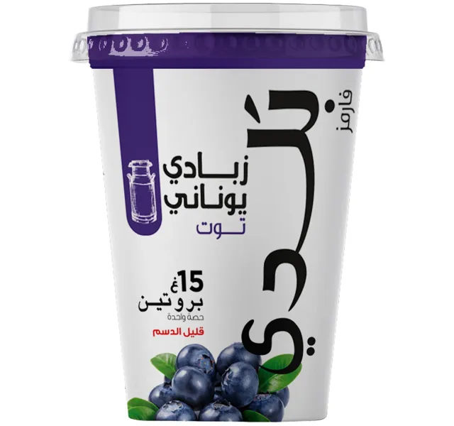 بلدي زبادي يوناني قليل الدسم بنكهة التوت الأزرق 450 جم