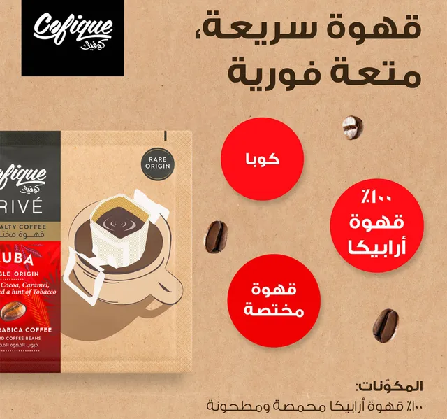 Cofique Prive Cuba Ground Coffee Beans Sachet 12 G