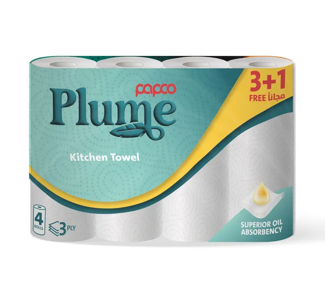 Papco Plume 3 Ply Kitchen Towels 4X55 Sheets