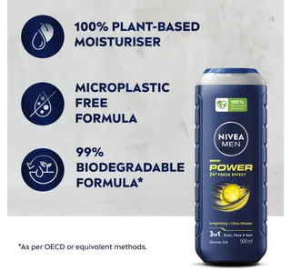 Nivea Men Power Fresh Shower Gel 3in1 Body Wash 500 Ml