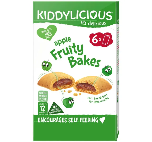Kiddylicious Gluten Dairy Free Apple Fruity Bakes Baby Snack Suitable For 12 Months 6 X 22 G