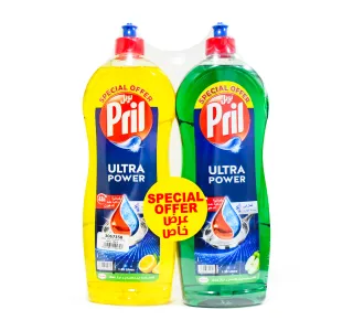 Pril Ultra Power Dish Washing Liquid Lemon 1.25 Litres + Apple 1.25 Litres