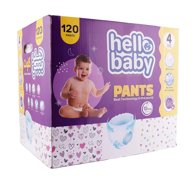 Hello Baby Diaper Pants Size 4 Large 7-14 kg Box 120 pcs