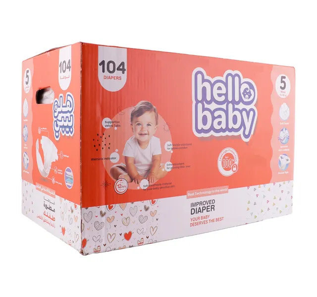 Hello Baby Diaper Size 5 Maxi 11-18 kg Box 104 pcs