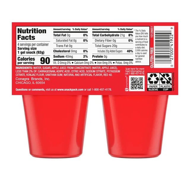 Snack Pack Strawberry Juicy Gels 4 x 3.25 oz