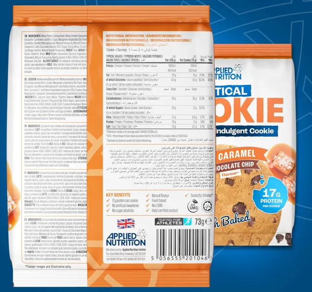 Applied Nutrition Salted Caramel Chocolate Chip Critical High Protein Cookie 73 G
