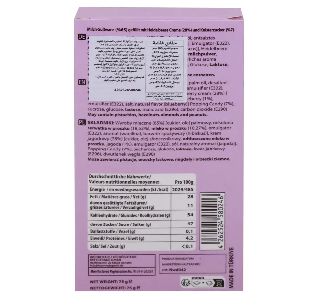 Labuchoc Yum Blueberry Milk Chocolate 75 g