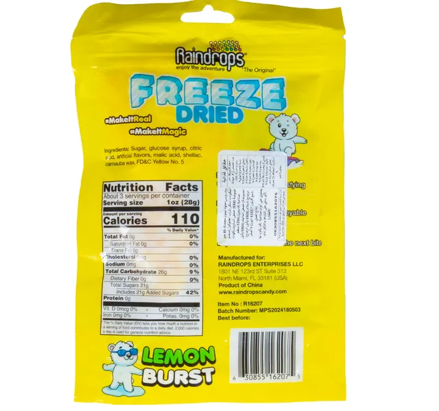 Raindrops Freeze Dried Lemon Burst 85 g