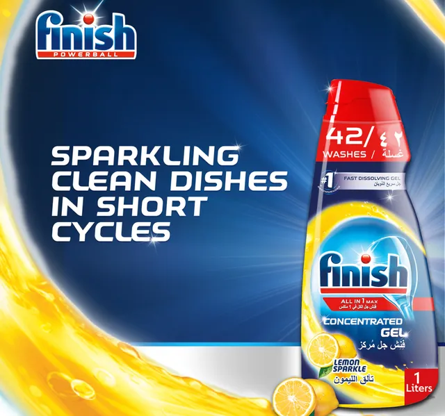 Finish All in One Max Concentrated Dishwasher Gel Lemon Sparkle 1 Litre