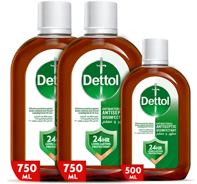 Dettol Antiseptic Anti-Bacterial Disinfectant Liquid 2 x 750 ml + 500 ml
