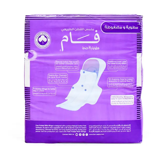 Fam Feminine Pads Folded Super With Wings Value Pack 60 Pcs