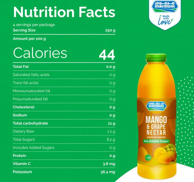 Marmum No Added Sugar Mango Grape Nectar Juice 1 Litre