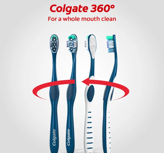 Colgate 360 Whole Mouth Clean Soft Toothbrush Assorted Colour Value Pack 2 Pcs