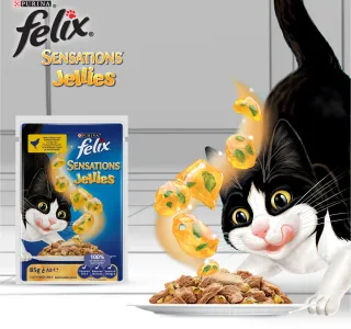 Purina Felix Sensations Jellies with Chicken & Spinach Flavors Wet Cat Food 85 g