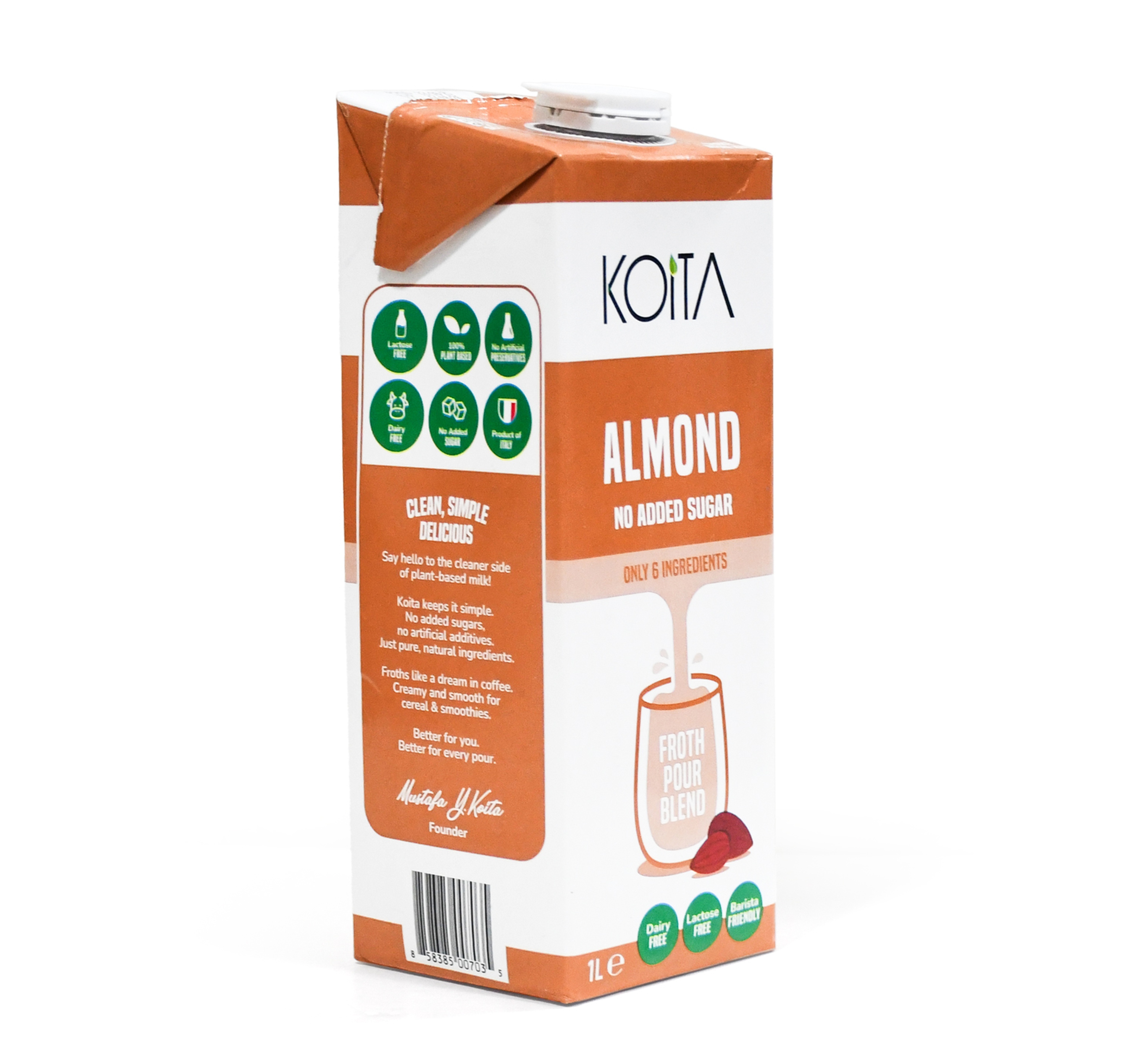 Koita No Added Sugar Organic Almond Milk 1 Litre