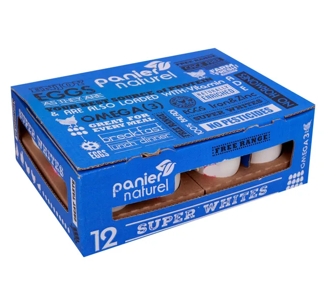 Panier Naturel Free Range Super Whites Eggs 12 pcs