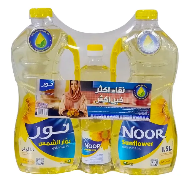 نور زيت دوار الشمس 2 × 1.5 لتر + زيت فرايلايت 750 مل