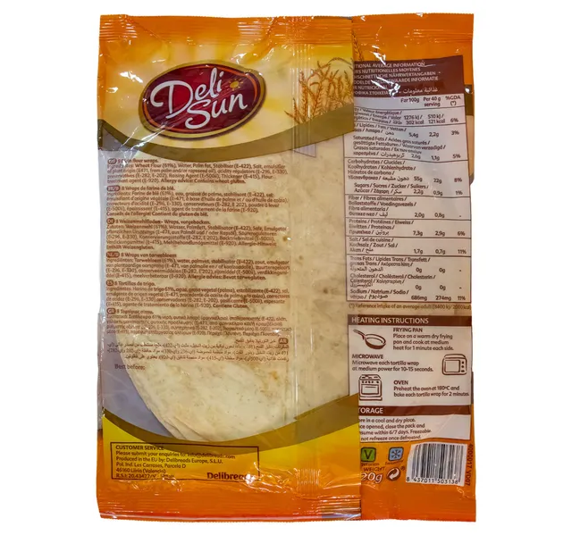 Deli Sun Soft Tortillas Plain 8 pcs 320 g