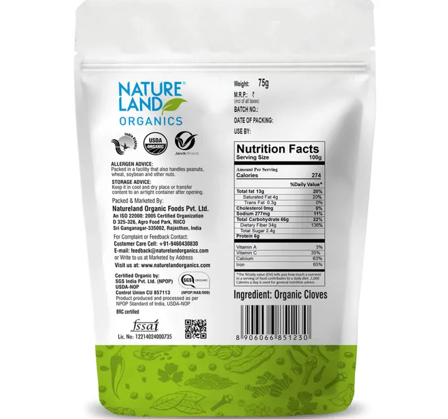 Natureland Organic Clove 75 g
