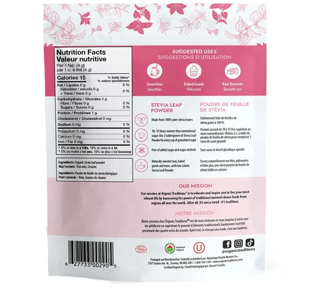 Organic Traditions Stevia Leaf Powder 150 G