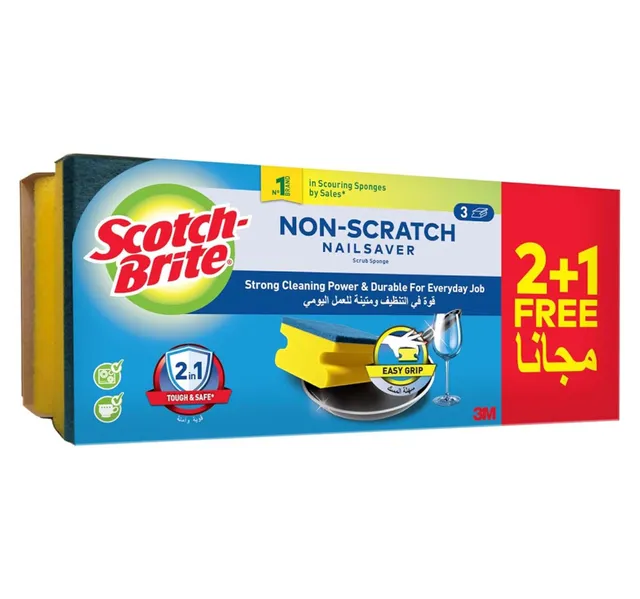 Scotch Brite Non Scratch Nailsaver Scrub Sponge 3 Pcs