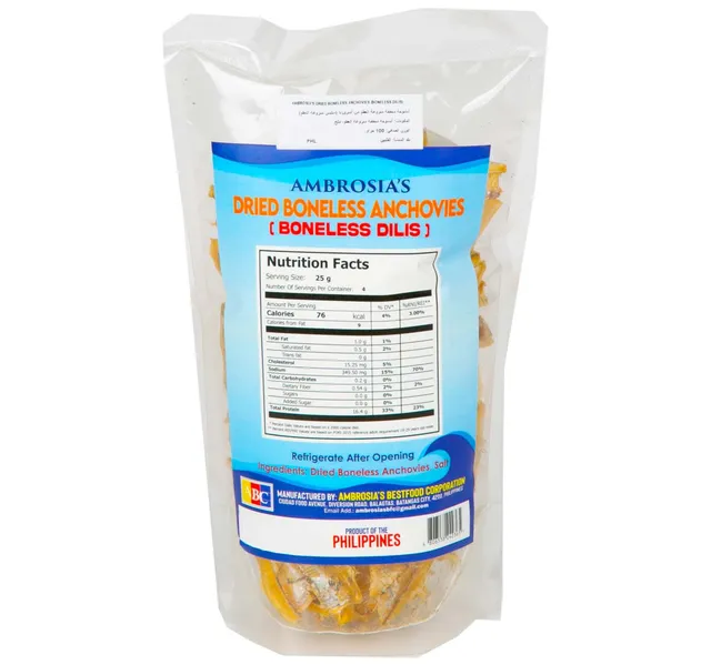 Ambrosia S Dried Boneless Anchovies Boneless Dilis 100 G