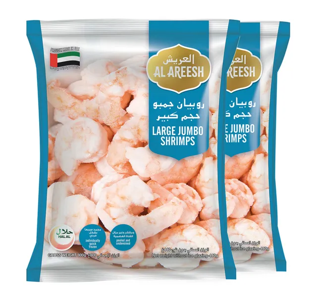 Al Areesh Large Jumbo Frozen Shrimps 2 x 800 g