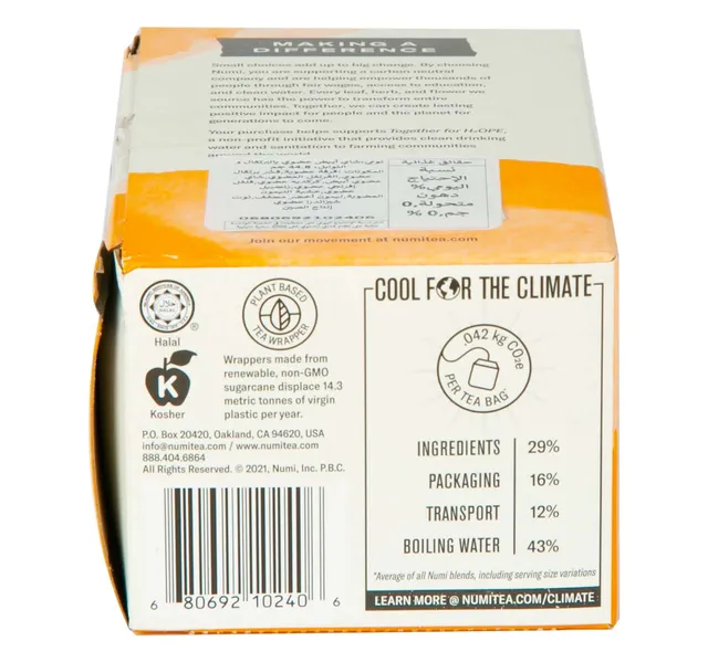 Numi Organic Orange Spice White Tea 16 Teabags