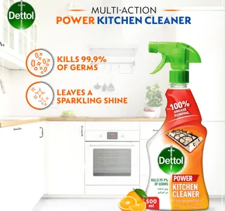 Dettol Kitchen Cleaner Spray Bottle Orange Burst Scent 500 Ml