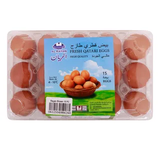 الريان بيض بني قطري طازج 15 pcs