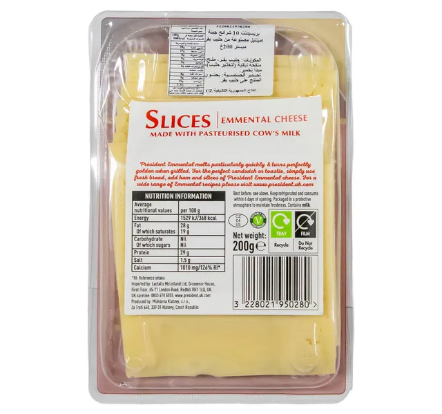 President Emmental Cheese Slices 11 pcs 200 g