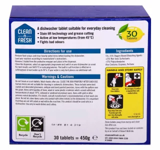 Clean N Fresh Lemon Dishwasher Tablets 30 Pcs 450 G