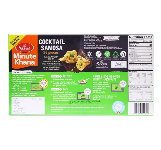 Haldiram S Medium Spicy Cocktail Samosa 28 Pcs 650 G