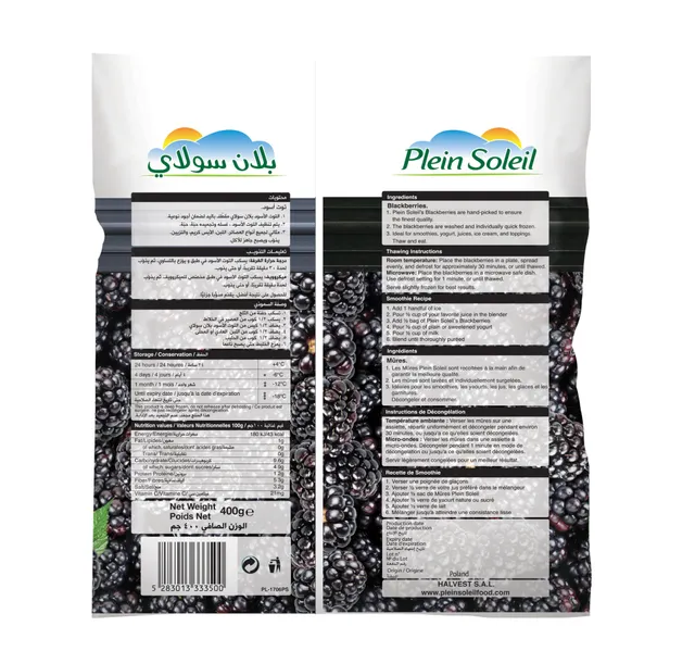 Plein Soleil Freshly Frozen Blackberries 400 G