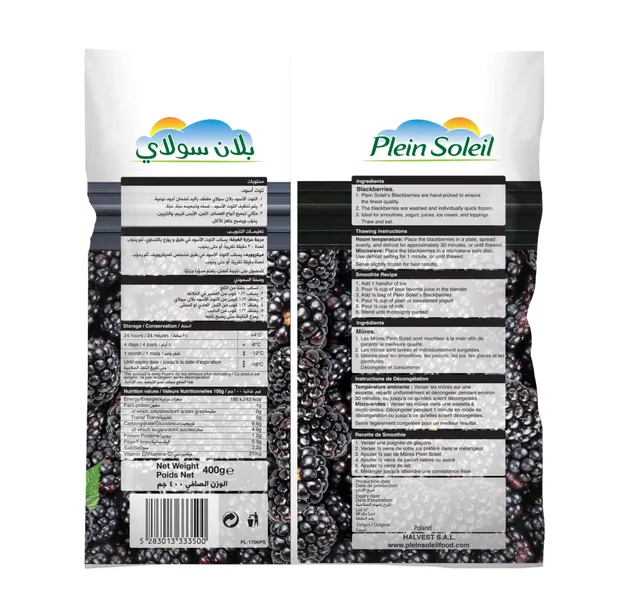 Plein Soleil Freshly Frozen Blackberries 400 g