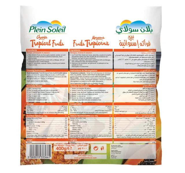 Plein Soleil Freshly Frozen Tropical Fruits Chunks 400 g