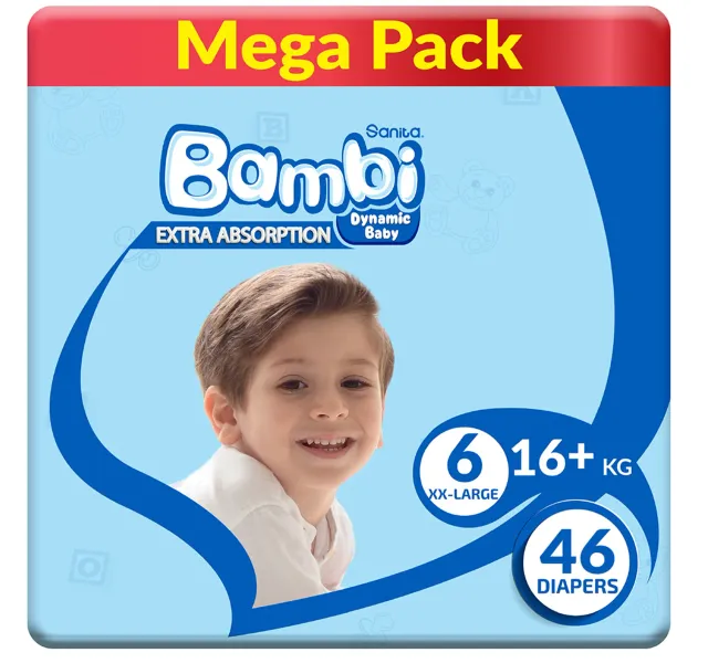 Sanita Bambi Extra Absorption Baby Diapers Size 6 XX-Large 16+kg 46 pcs