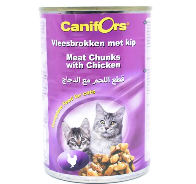 Canifors قطع لحم مع دجاج طعام قطط رطب 410 G