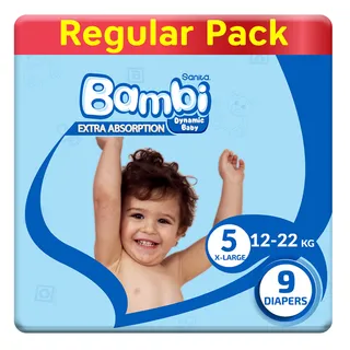 Sanita Bambi Extra Absorption Baby Diapers Size 5 X-Large 12-22kg 9 pcs