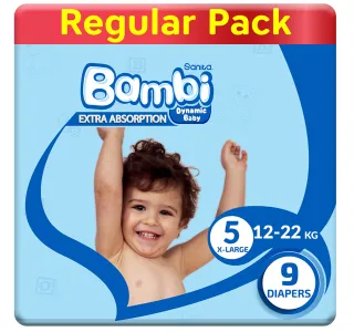 Sanita Bambi Extra Absorption Baby Diapers Size 5 X-Large 12-22kg 9 pcs