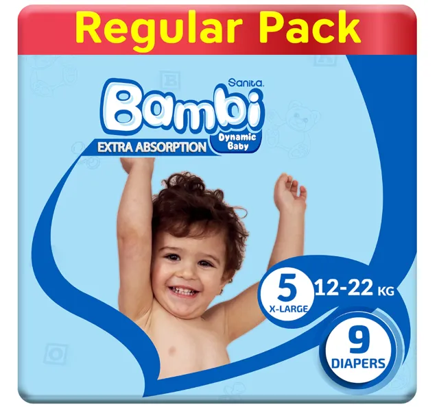 Sanita Bambi Extra Absorption Baby Diapers Size 5 X-Large 12-22kg 9 pcs